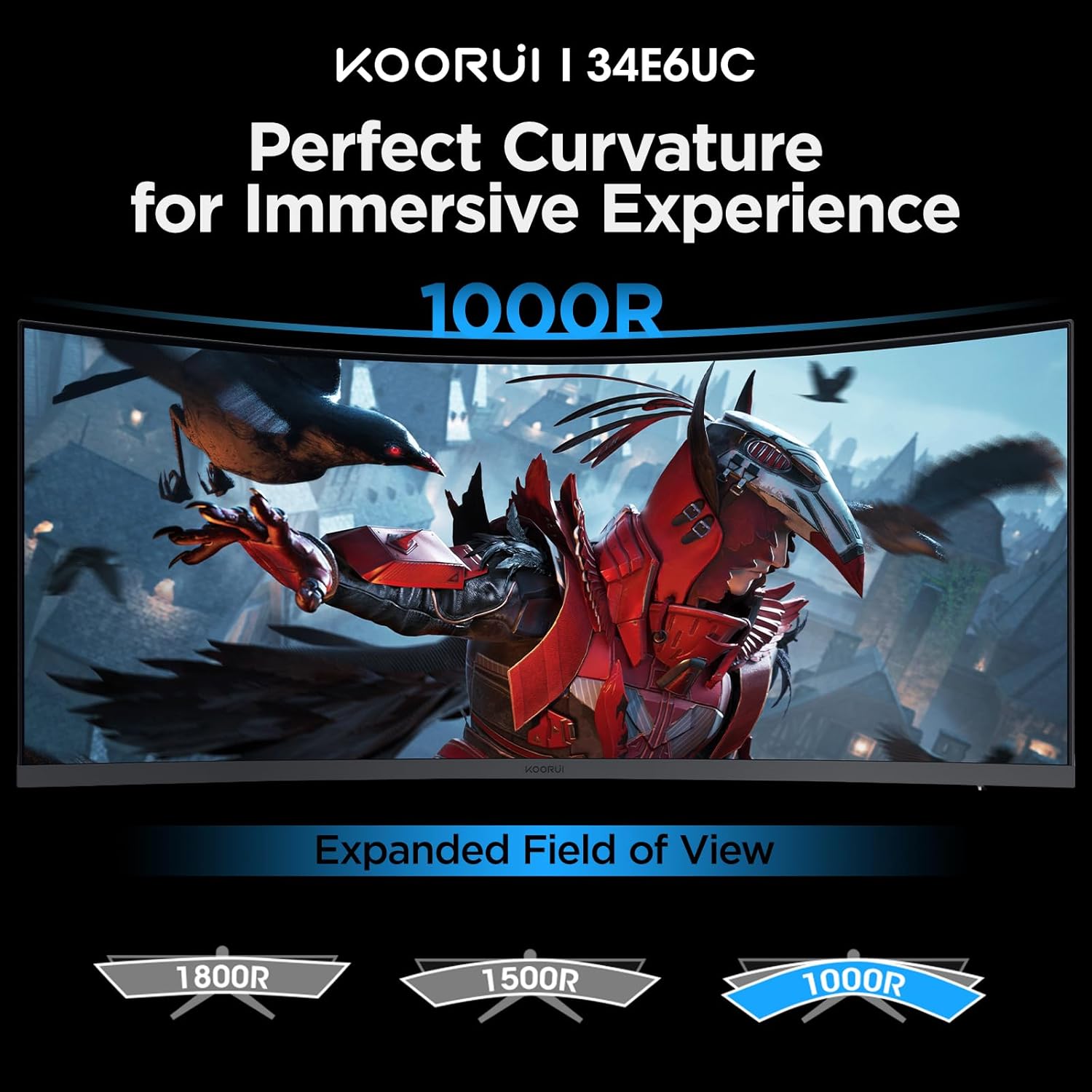 Koorui 34E6UC 34-inch 180hz, 1000R, Curved Ultrawide WQHD Gaming Monitor