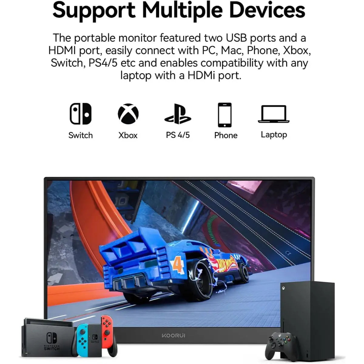 Koorui E1511A 60Hz 15.6 Inch Portable Laptop Monitor