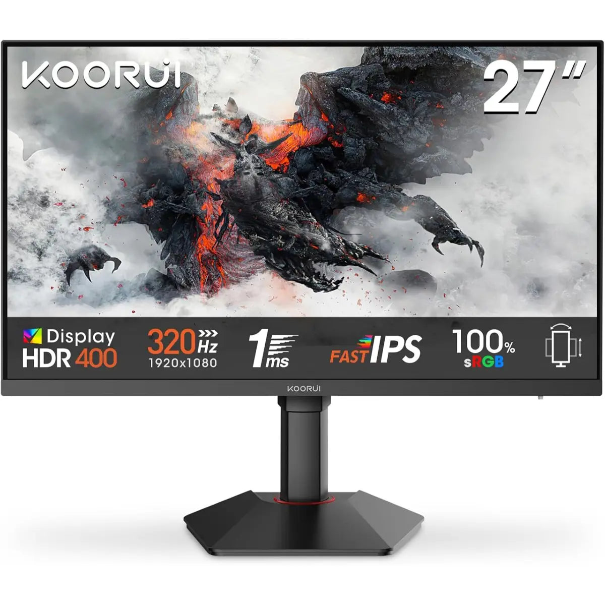 Koorui G2721E 27 Inch, 320hz, 1ms, Fast IPS, QHD 1440P Gaming Monitor