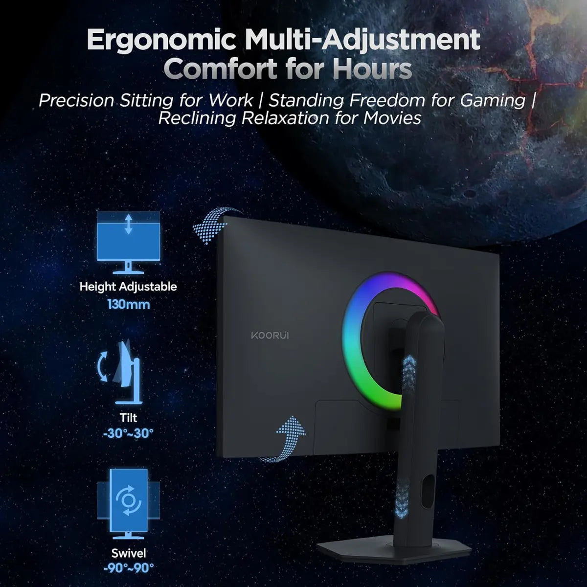 Koorui S2741LM 27" 4K QD-Mini LED Gaming Monitor - Dual-Mode (UHD 160Hz or FHD 320Hz), 1ms