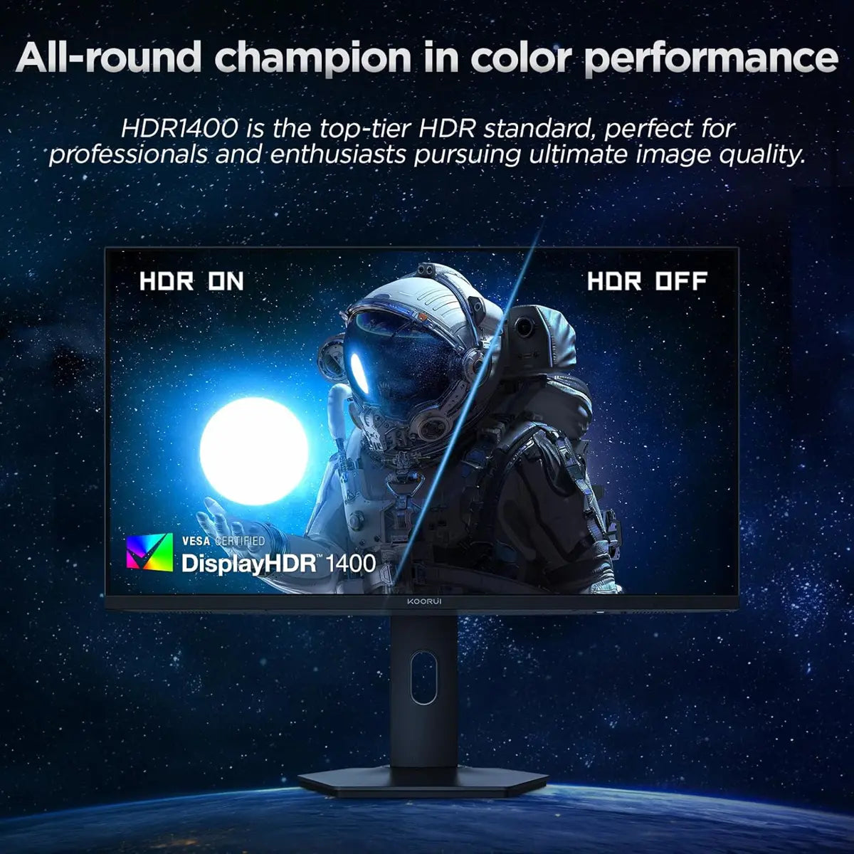 Koorui S2741LM 27" 4K QD-Mini LED Gaming Monitor - Dual-Mode (UHD 160Hz or FHD 320Hz), 1ms