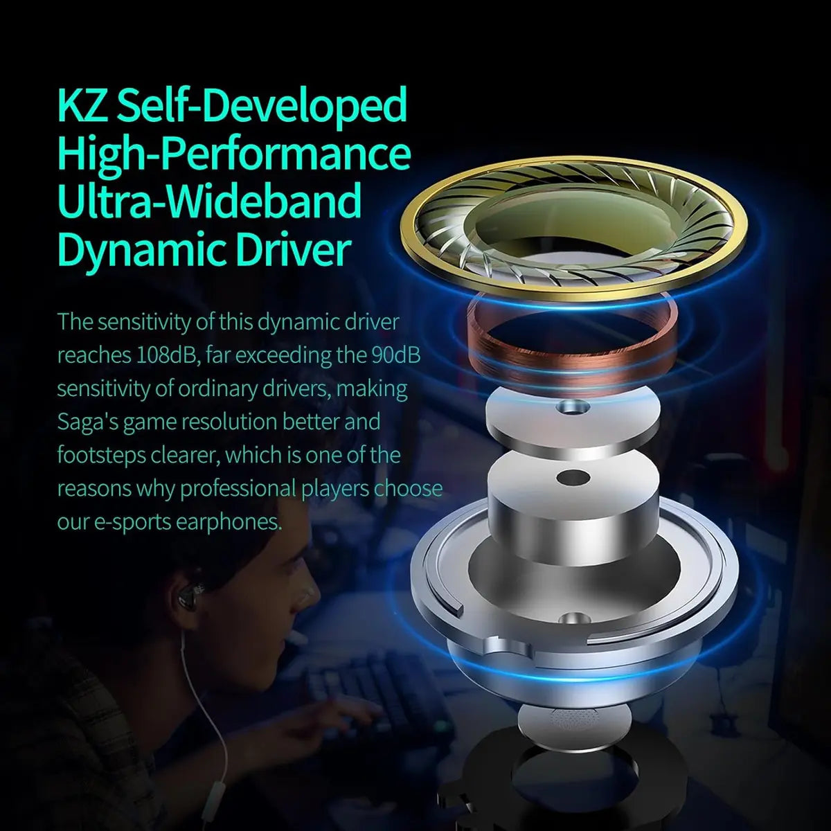 KZ Saga Wired Gaming Earbuds, Bass Improved with Mic