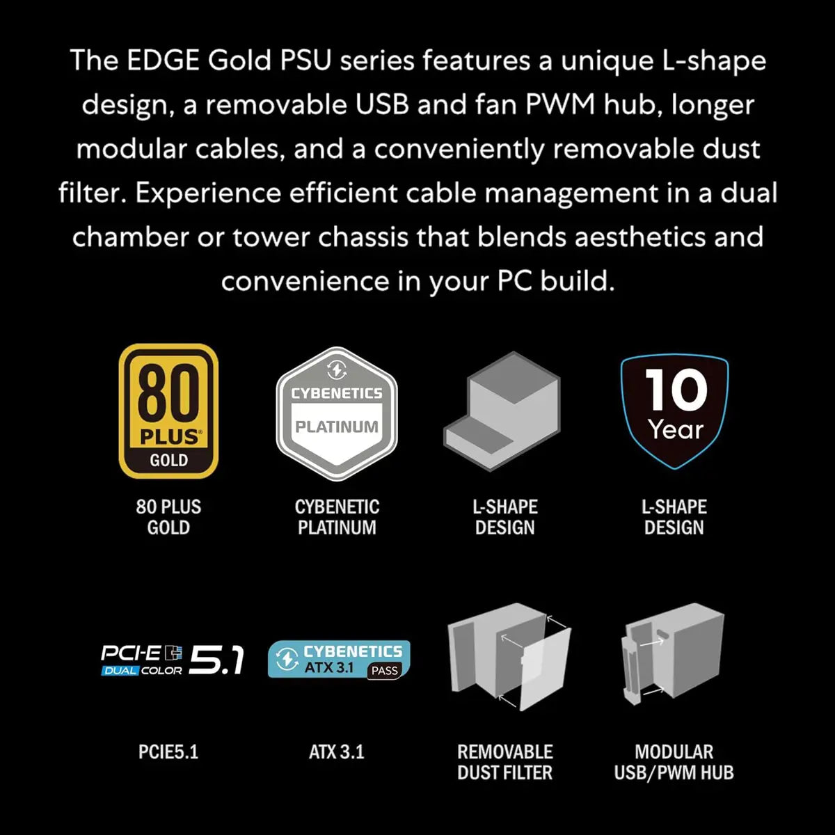 Lian Li Edge 1200W Fully Modular Low-Noise ATX Power Supply - White