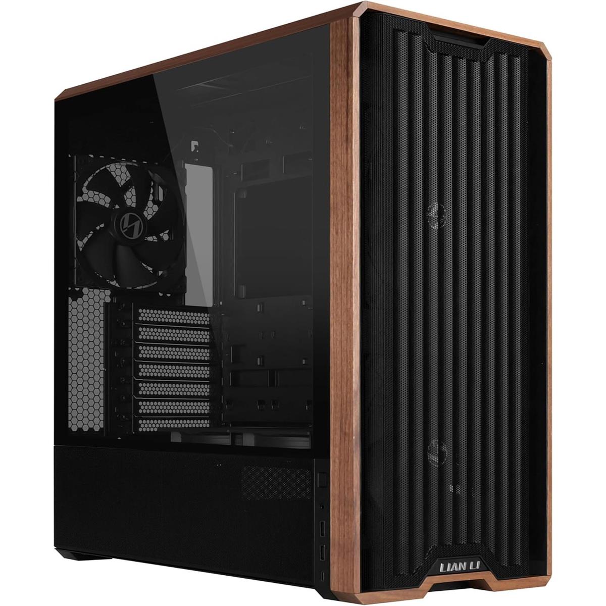 Lian Li Lancool 217 Genuine Walnut Wood Computer Case - Black