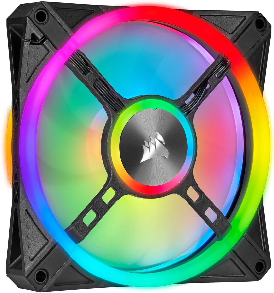 Corsair QL140 RGB, 140mm RGB LED Fan, Dual Pack with Lighting Node Core - Black - PakByte Computers