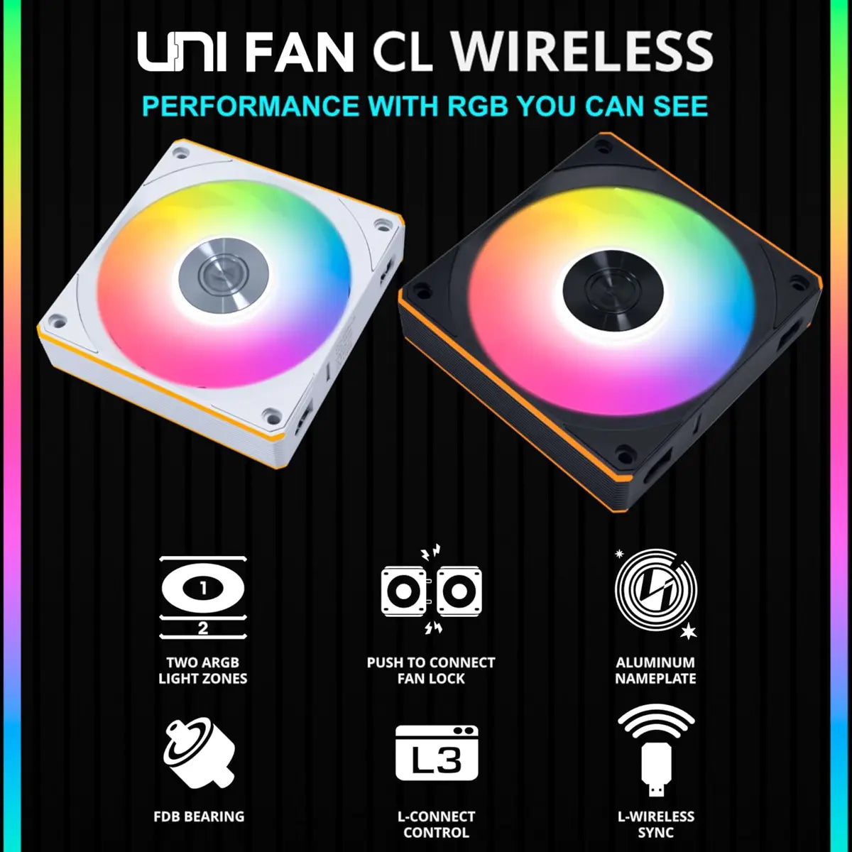 Lian Li UNI Fan CL120 ARGB 120mm PWM Fans - Triple Pack Reverse Blade - White