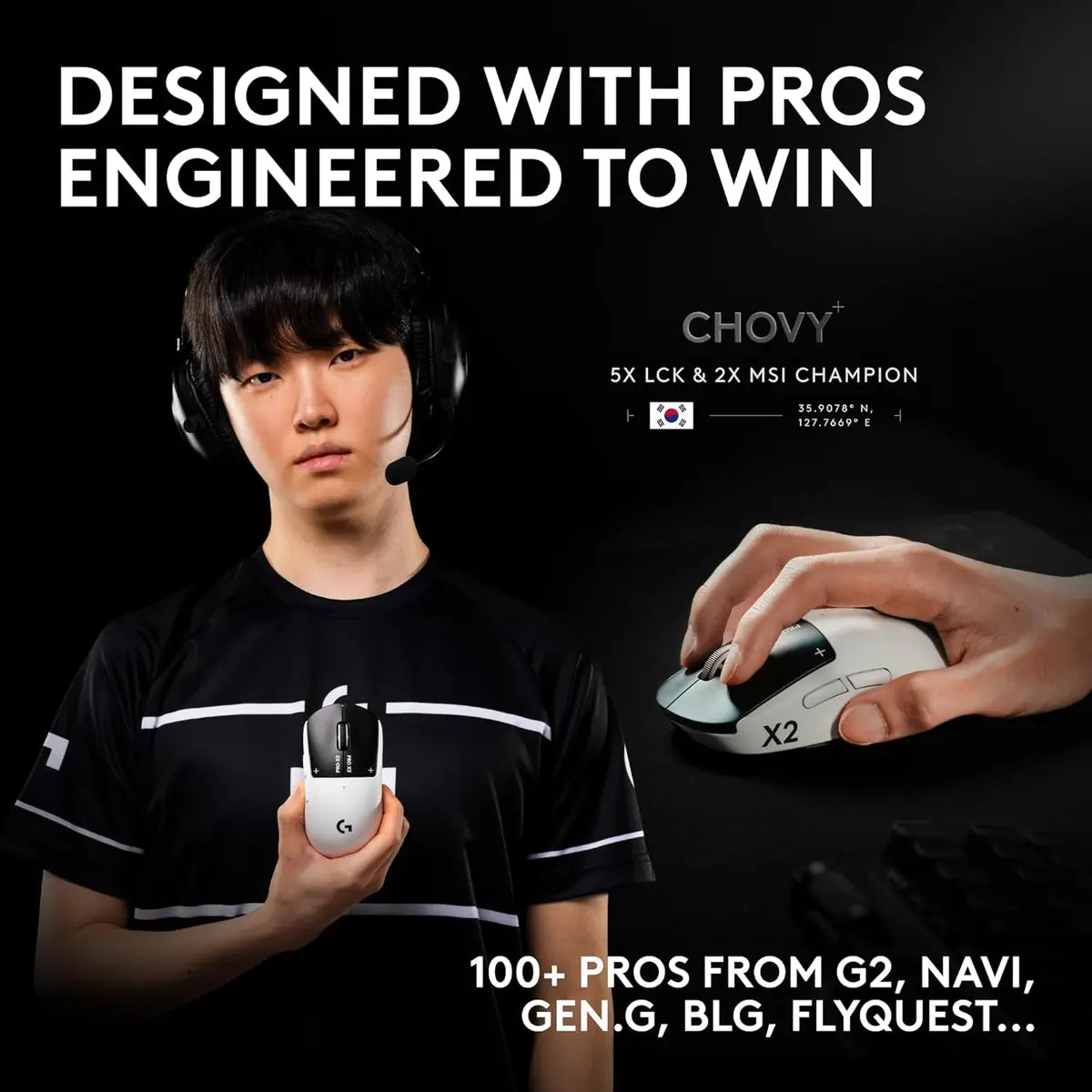Logitech G PRO X2 Superstrike Wireless Gaming Mouse - Black/White