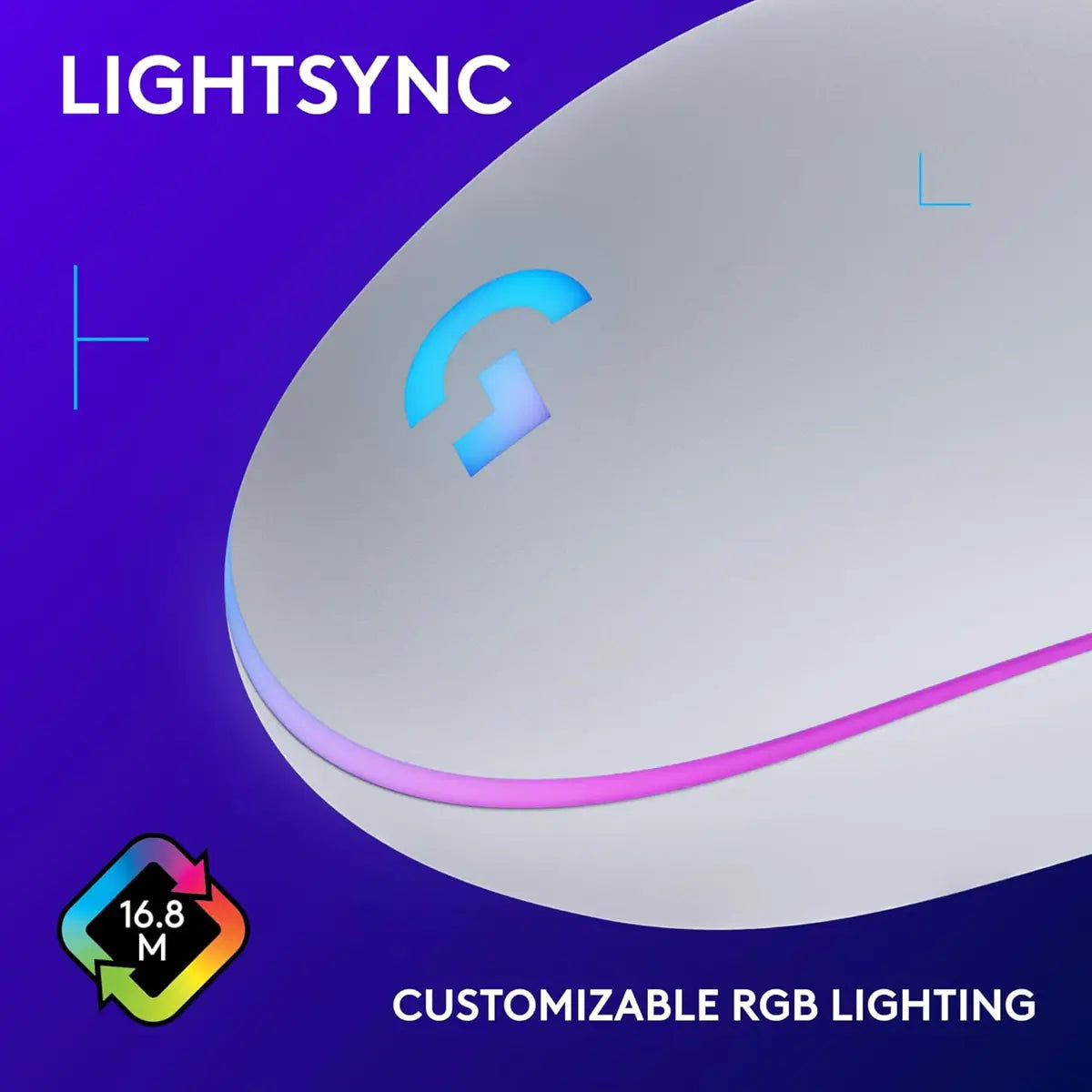 Logitech G203 Lightsync Wired Gaming Mouse - White