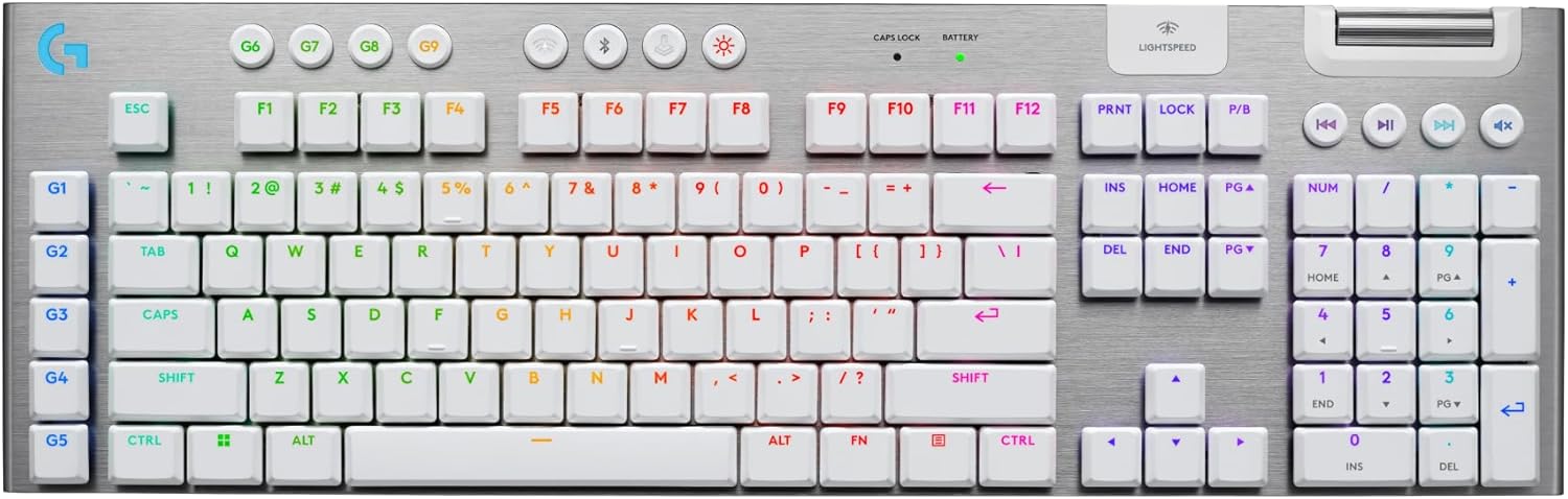 Logitech G915 TKL Tenkeyless Lightspeed Wireless Keyboard, Tactile - White - PakByte Computers