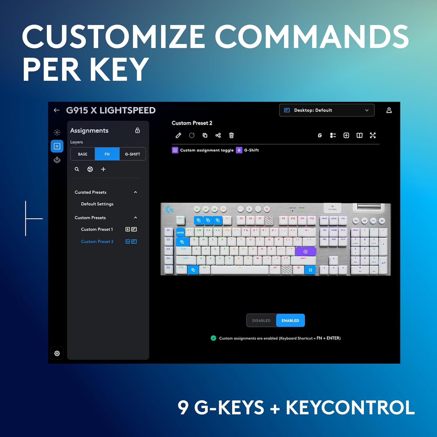 Logitech G915 X Lightspeed Wireless Gaming Keyboard, GL Tactile Switches - White - PakByte Computers