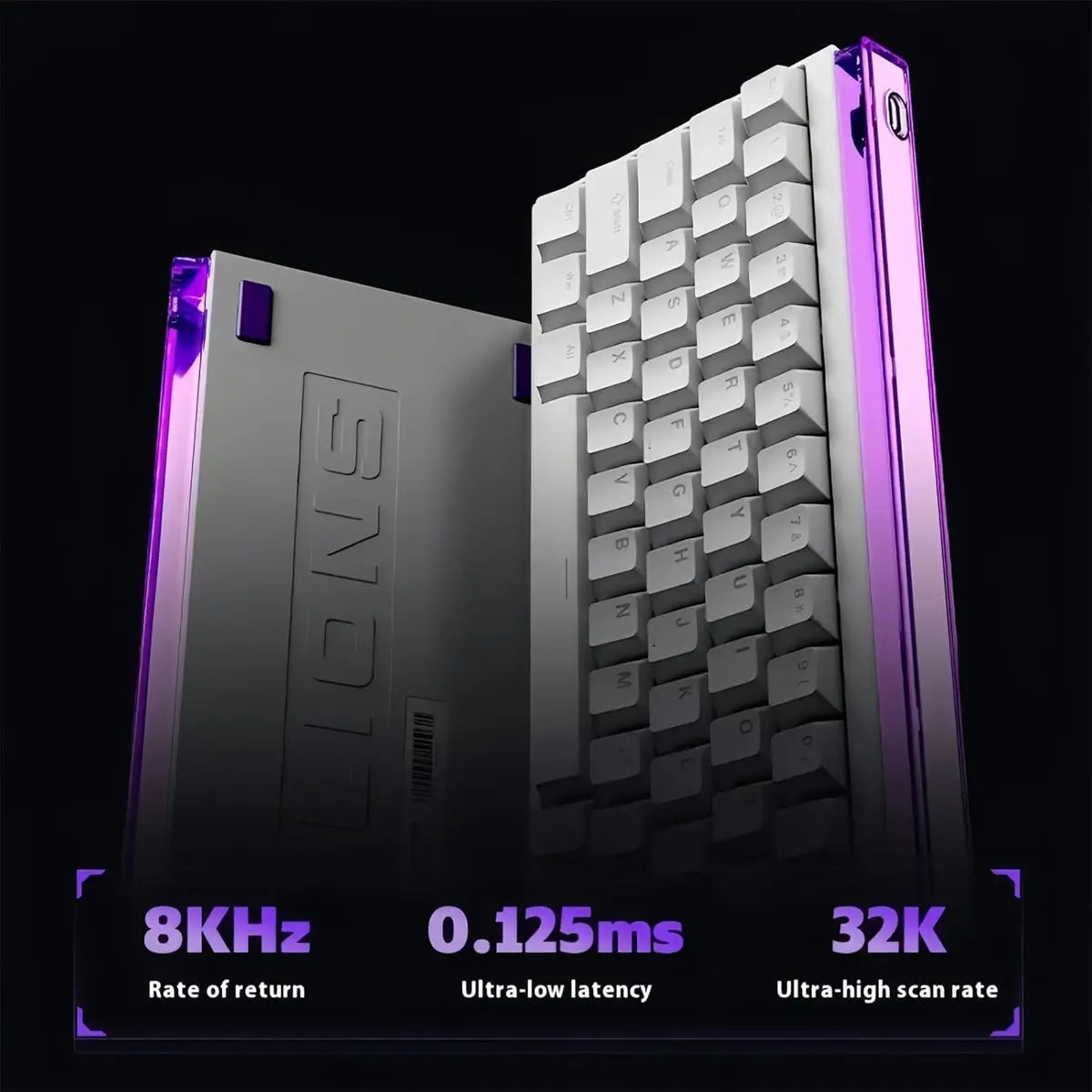 FGG MadLions Nano68 Rapid Trigger RGB Gaming Keyboard - White Side Print