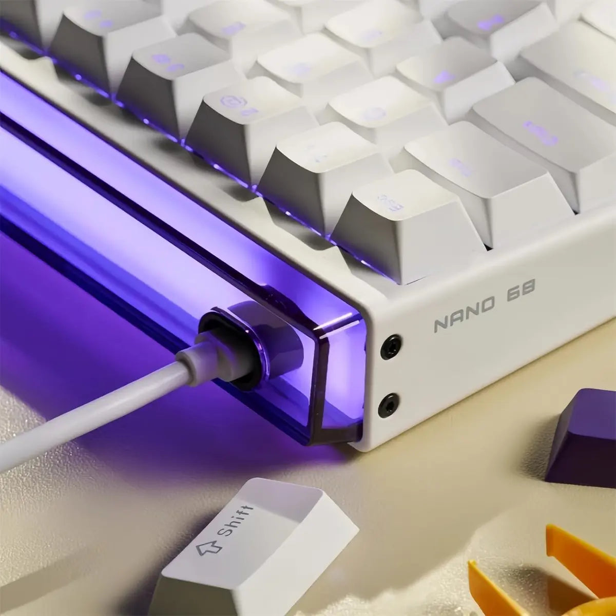 FGG MadLions Nano68 Rapid Trigger RGB Gaming Keyboard - White Side Print