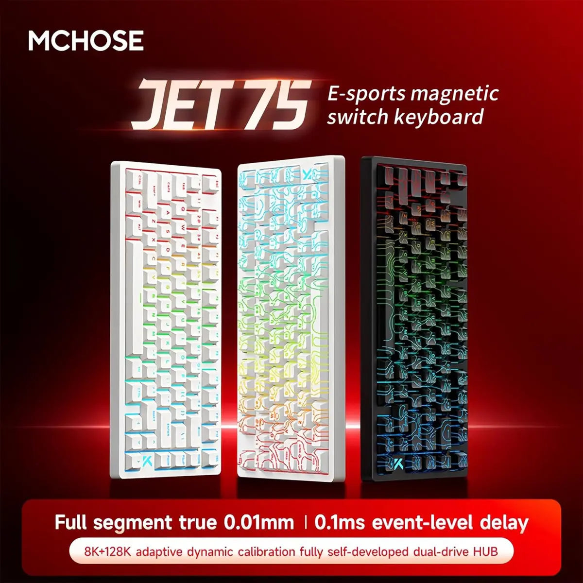 Mchose Jet 75 HE 75% Hall Effect Magnetic Switch Gaming Keyboard - White
