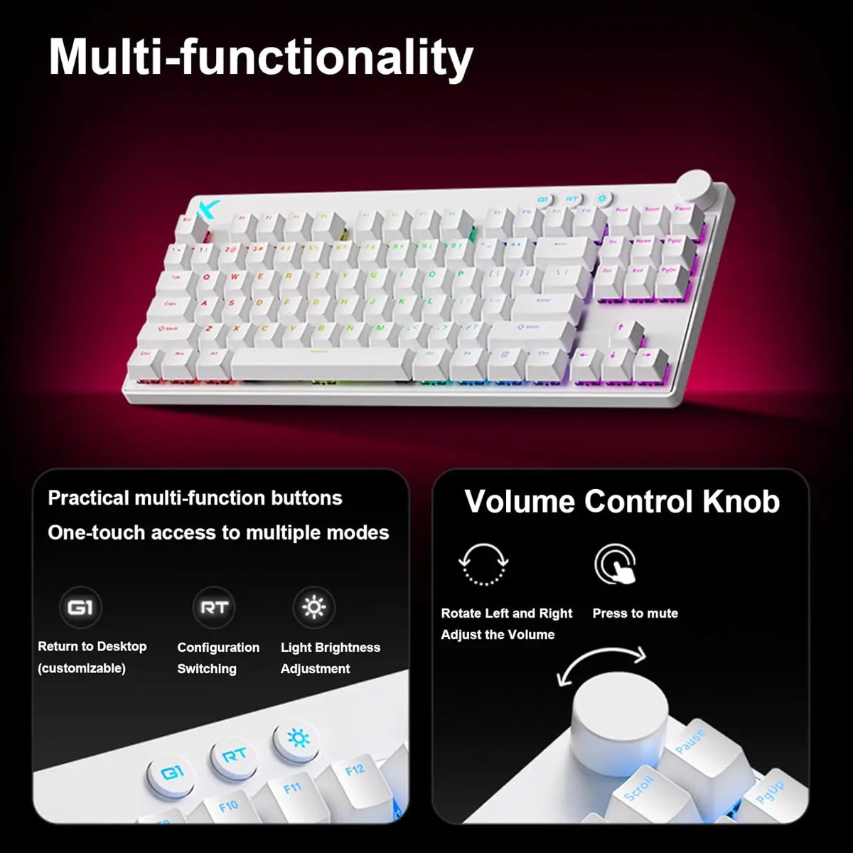 Mchose Mix 87 HE TKL Wired RGB Magnetic Switch Gaming Keyboard, Apollo Switch - White