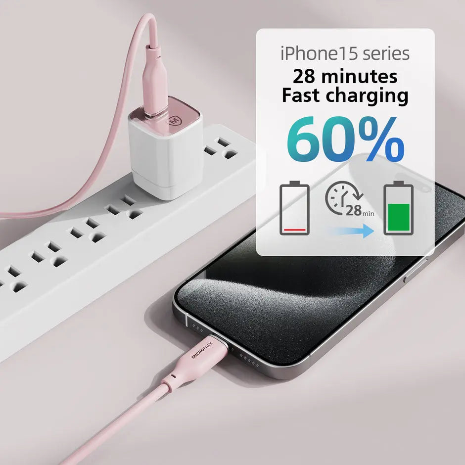 Micropack MC-C60 USB-C to USB-C Soft Silicone Cable - 1.2M - White