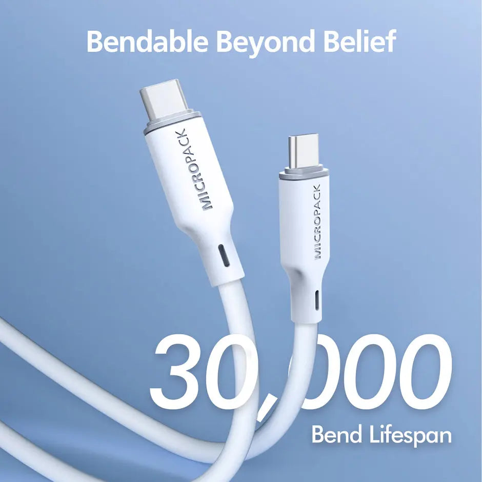 Micropack MC-C60 USB-C to USB-C Soft Silicone Cable - 1.2M - White