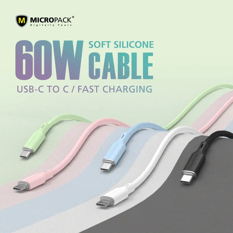 Micropack MC-C60 USB-C to USB-C Soft Silicone Cable - 1.2M - White