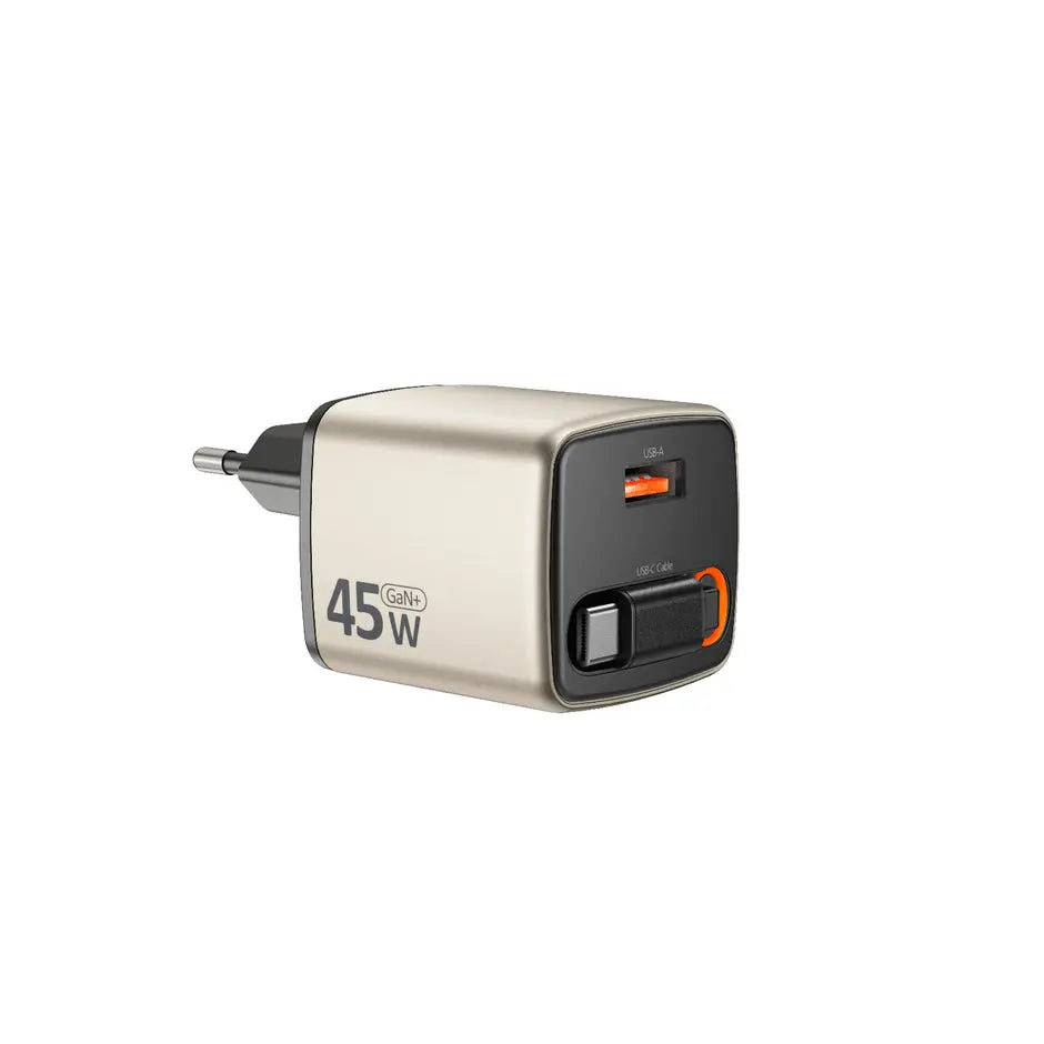 Micropack MWC-245 45W Fast Charging Wall Charger with Retractable Cable