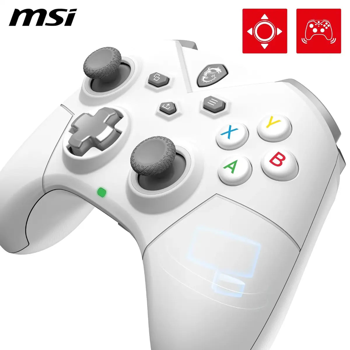 MSI Force GC300 W Rechargeable Dual Vibration Gaming Controller - White - PakByte Computers