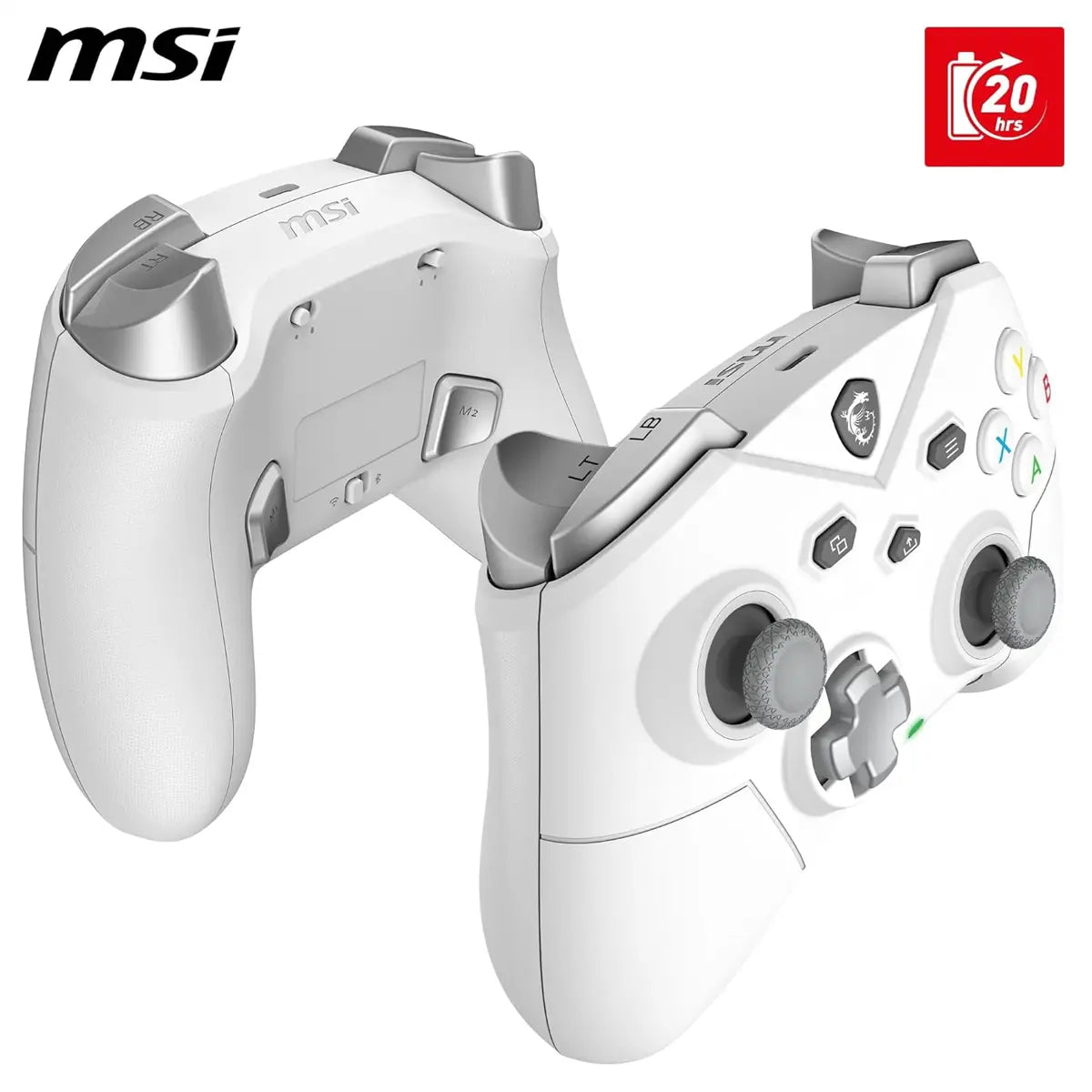 MSI Force GC300 W Rechargeable Dual Vibration Gaming Controller - White - PakByte Computers