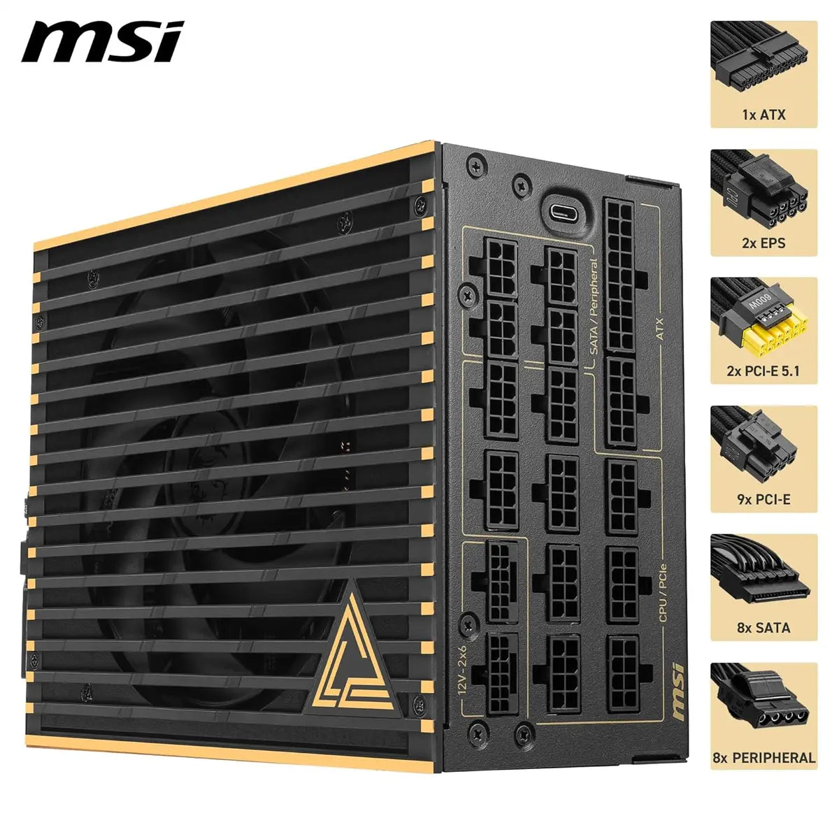 MSI MEG Ai1600T PCIE5 Fully Modular Gaming 80+ Titanium 1600W Power Supply