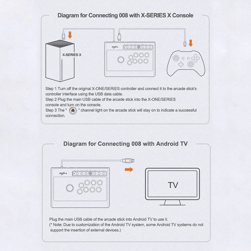 PXN 008 Gaming Arcade Stick Multi-Platform Game Fighting Classic Joystick Video Game Controller