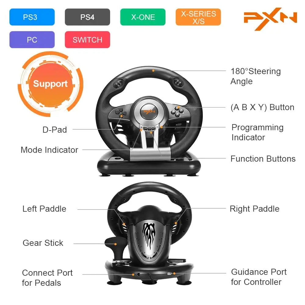 PXN V3 PRO PC Racing, Steering Wheel with Pedals