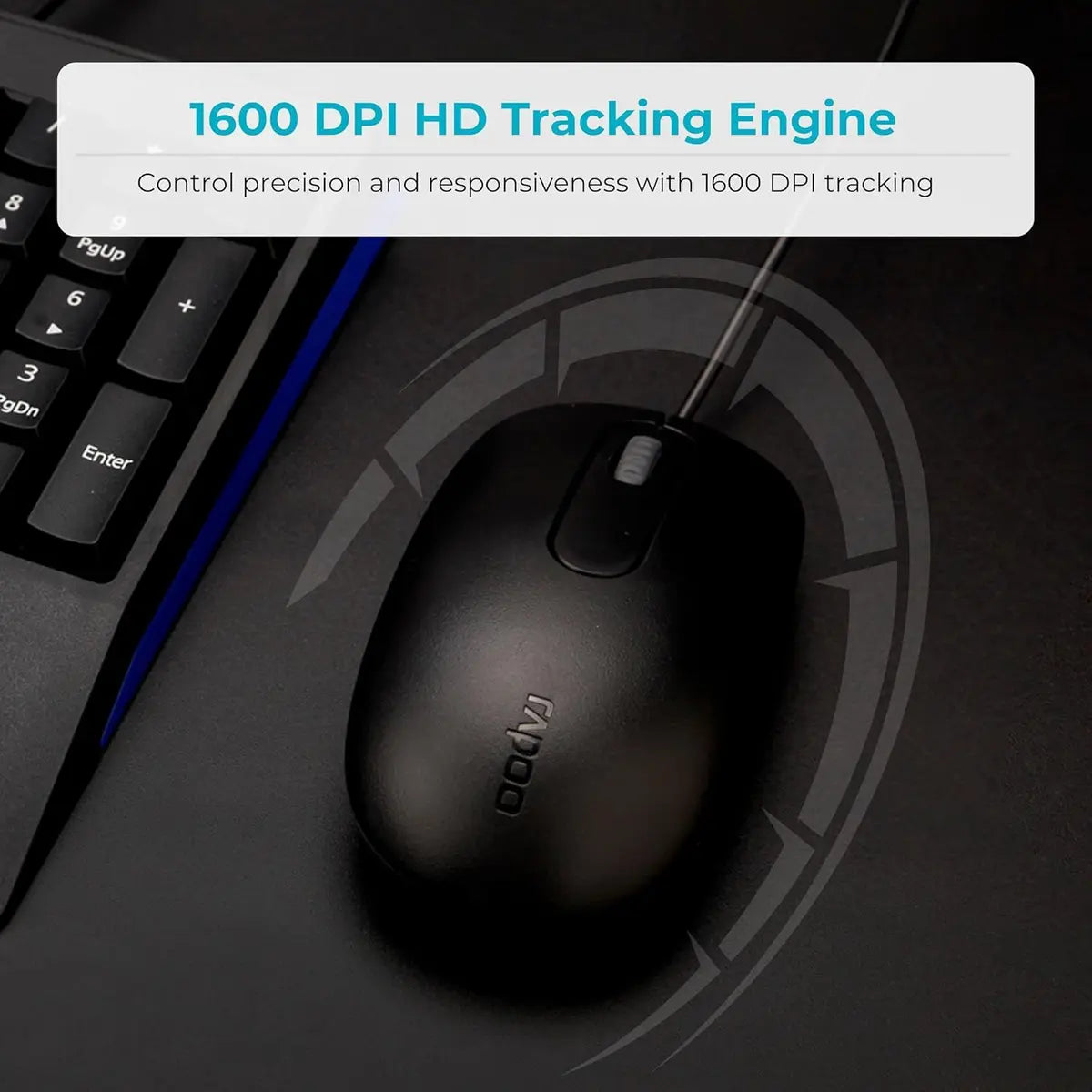 Rapoo N200 Wired Optical Silent Mouse - Black