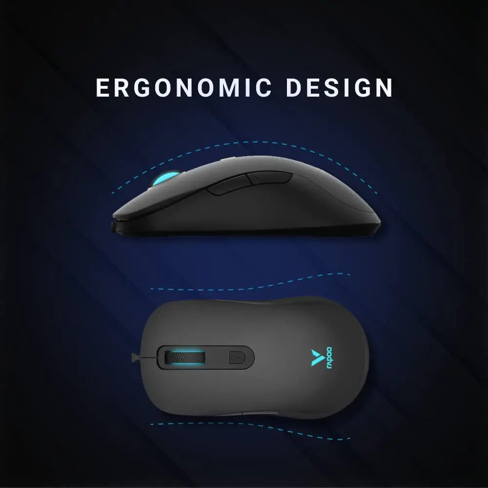 Rapoo V16 RGB Optical Gaming Wired Mouse - Black