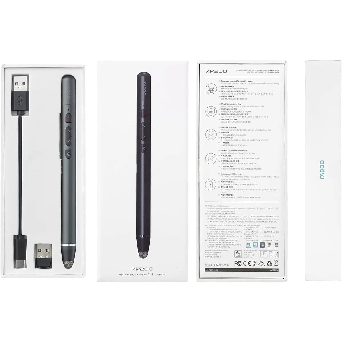 Rapoo XR200 Wireless Presenter with Touchable Pen - Black