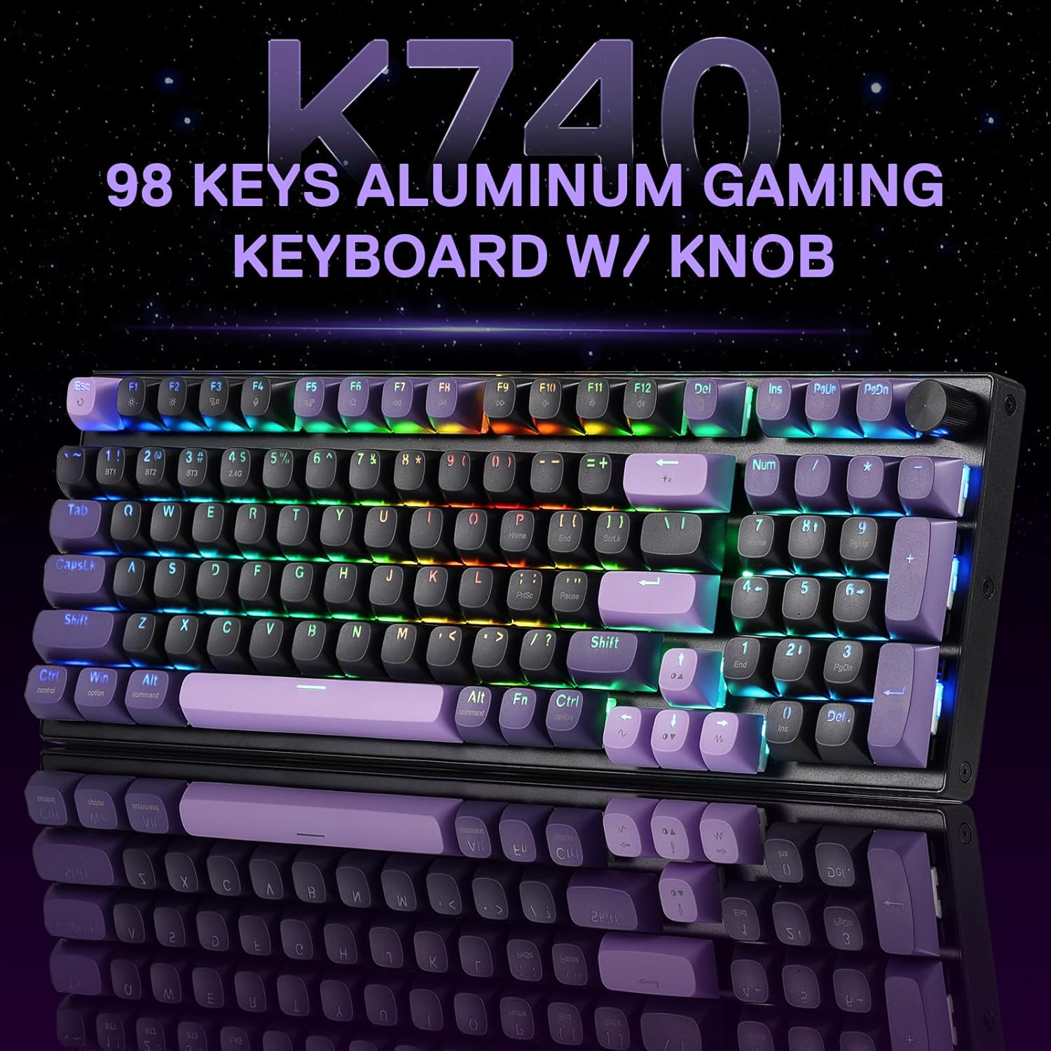 Redragon K740 Wired RGB Gaming Keyboard - Purple Rain