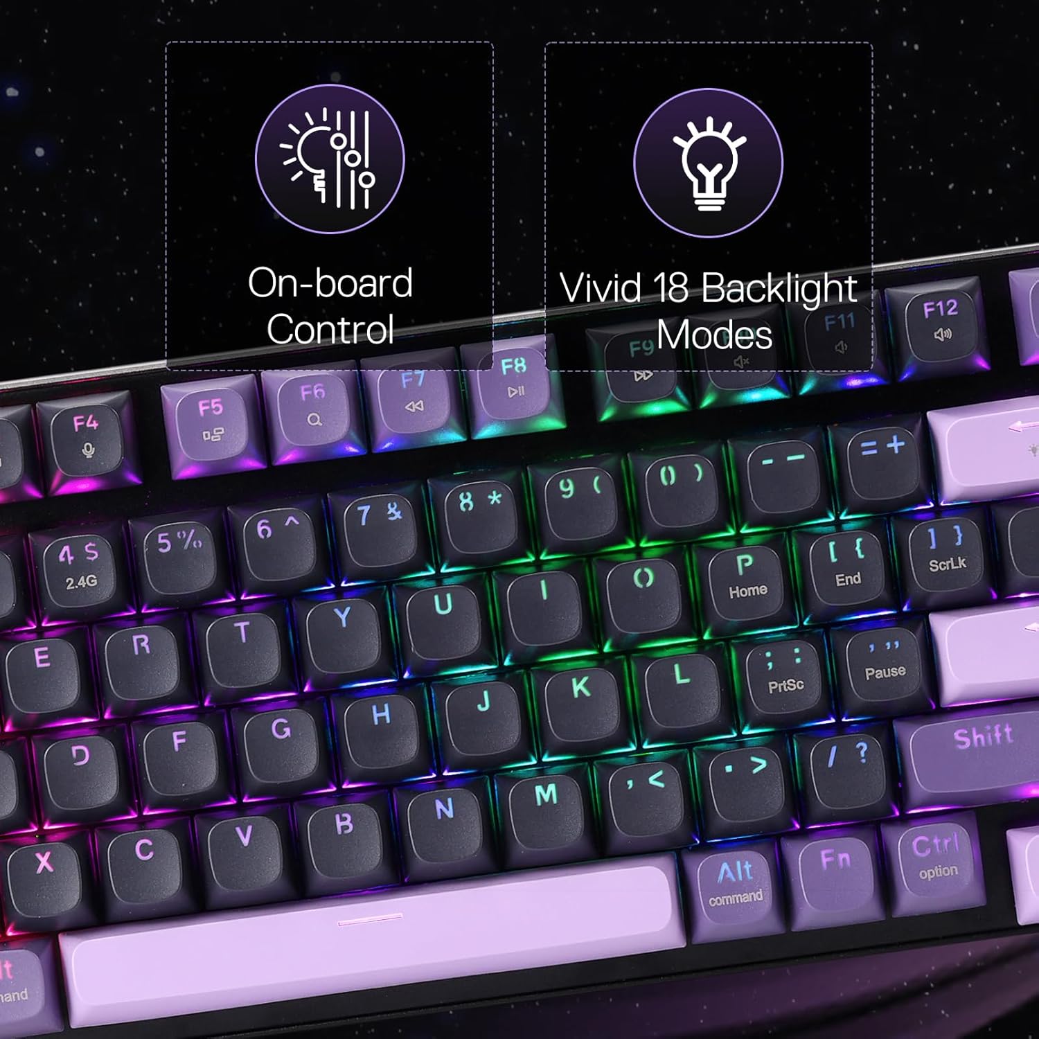 Redragon K740 Wired RGB Gaming Keyboard - Purple Rain