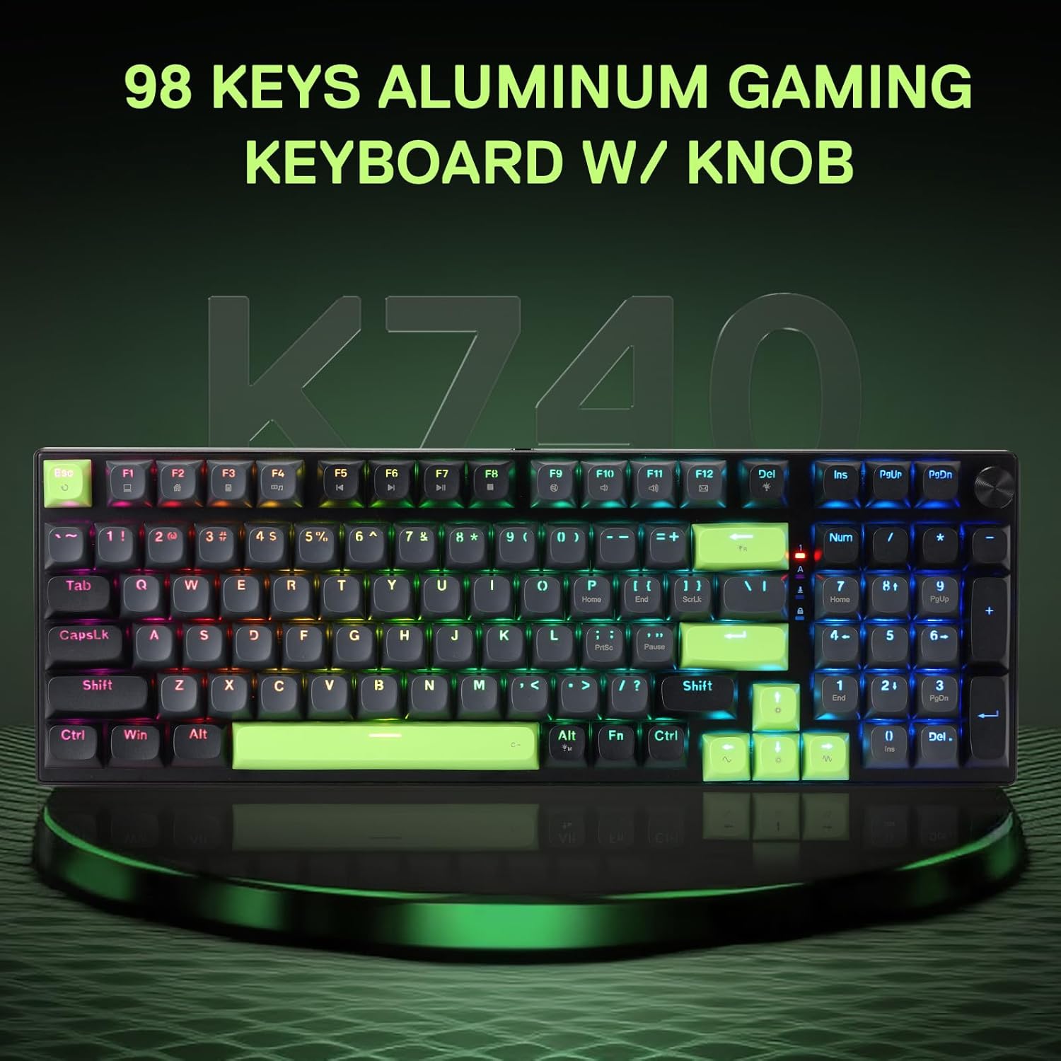 Redragon K740 Wired RGB Gaming Keyboard - Green Blaze