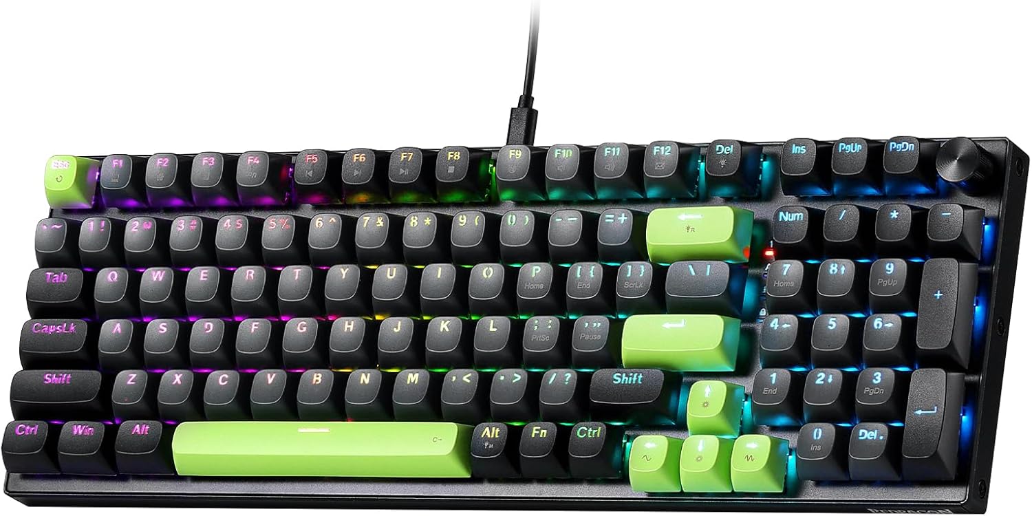Redragon K740 Wired RGB Gaming Keyboard - Green Blaze