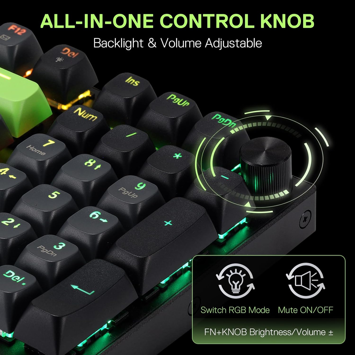 Redragon K740 Wired RGB Gaming Keyboard - Green Blaze