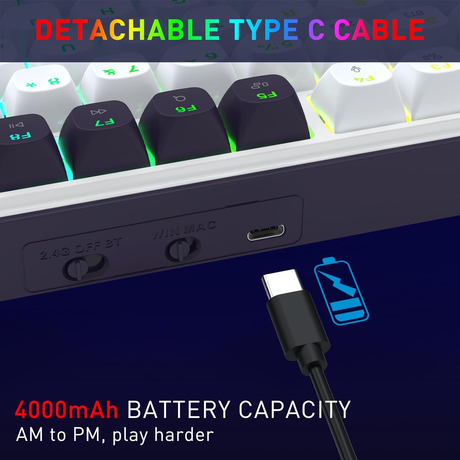 Redragon K744 PRO Wireless Gasket RGB Gaming Keyboard - Cerulean Polar