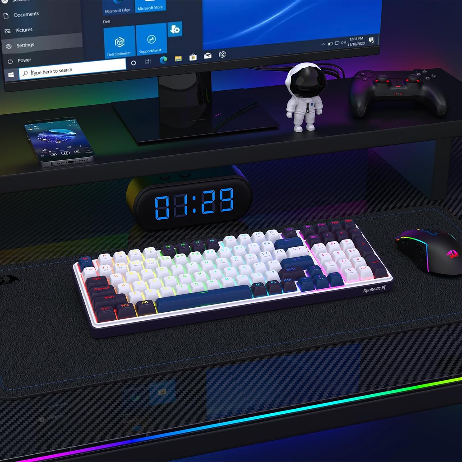 Redragon K744 PRO Wireless Gasket RGB Gaming Keyboard - Cerulean Polar