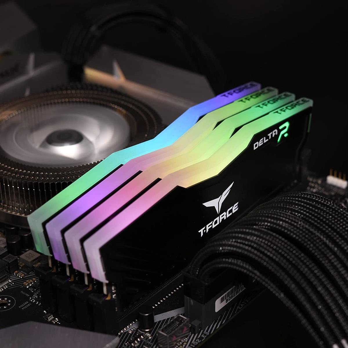 TeamGroup T-Force Delta RGB 32GB (2x16GB) 3600MHz C18 DDR4 Desktop Memory - Black - PakByte Computers