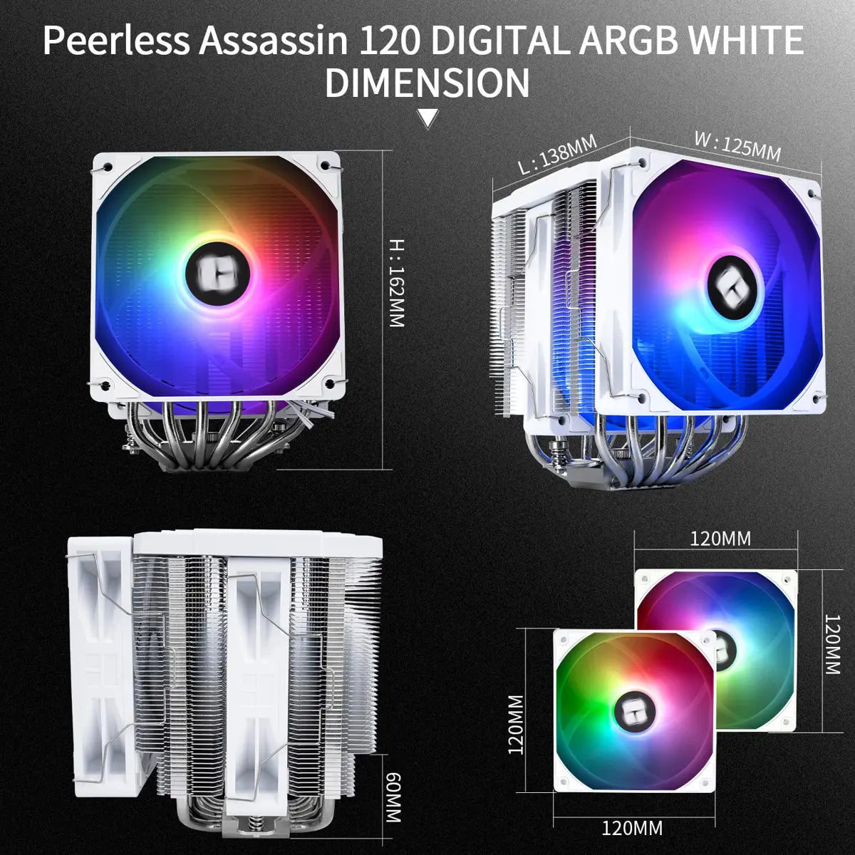 Thermalright Peerless Assassin 120 Digital ARGB White CPU Air Cooler - White