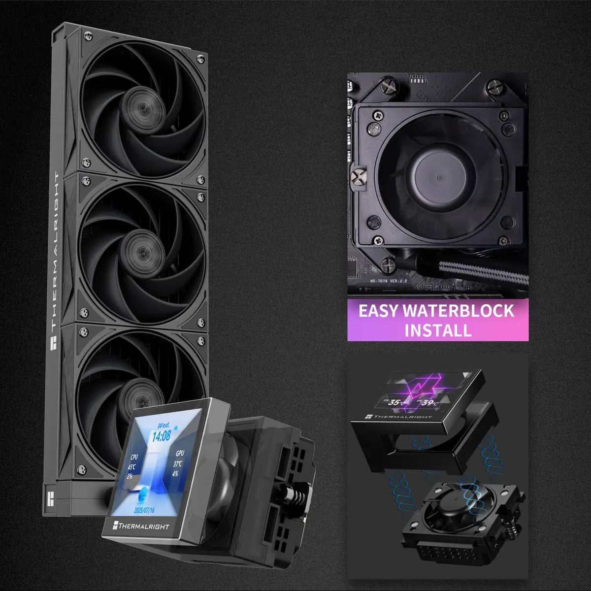 Thermalright Stream Vision 360 AIO CPU Liquid Cooler - Black