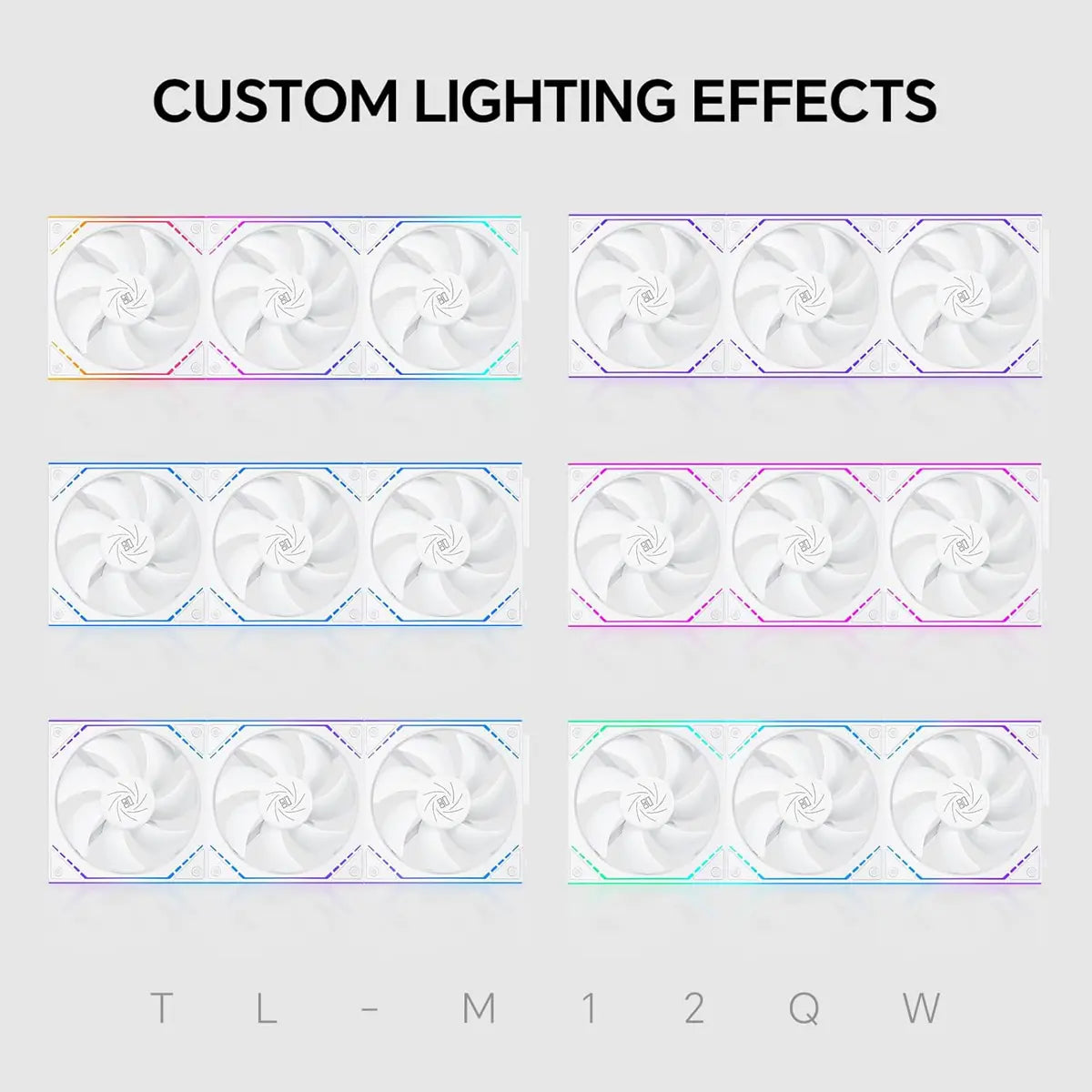 Thermalright TL-M12QW X3 120mm PC Case Cooling Fans, Pack of 3 - White