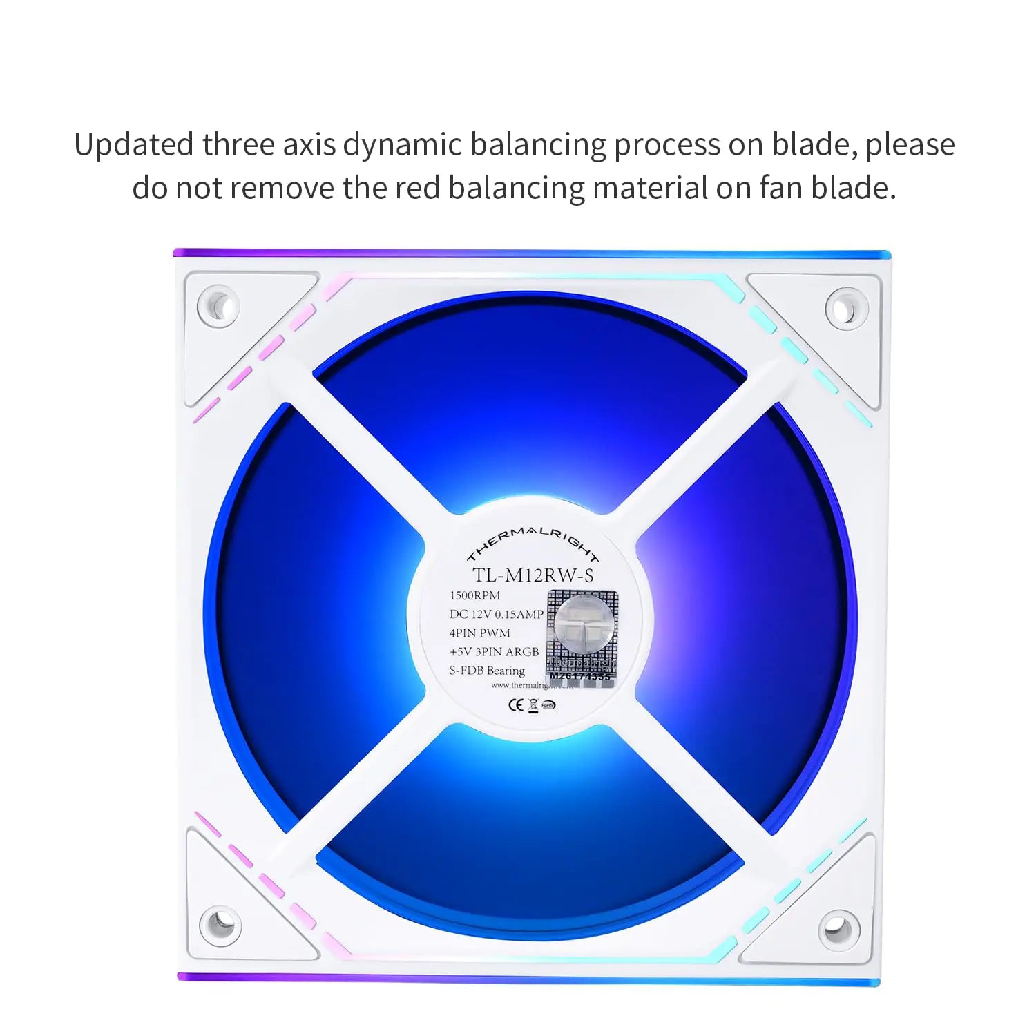 Thermalright TL-M12RW-S Reverse CPU ARGB Fan 120mm Case Cooler Fan ARGB - White - PakByte Computers