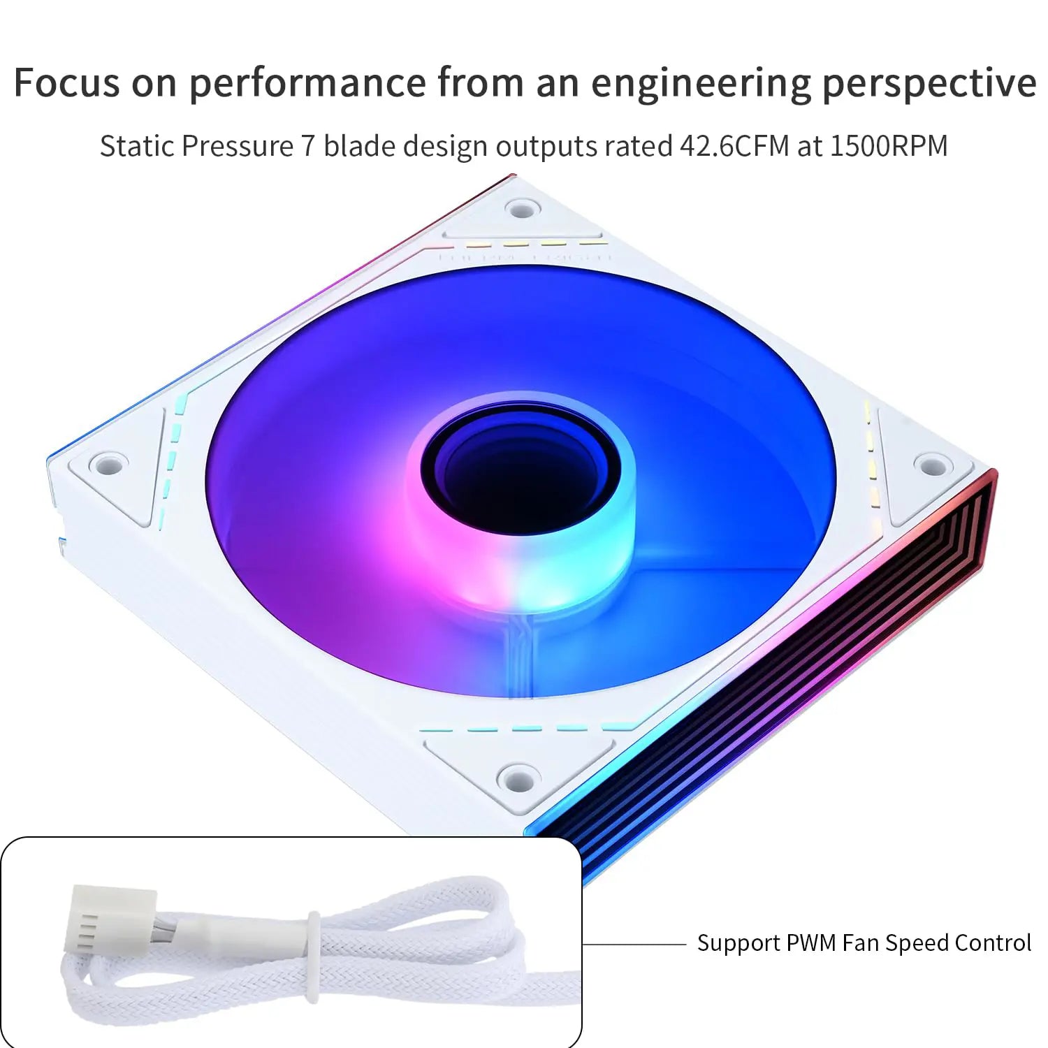 Thermalright TL-M12RW-S Reverse CPU ARGB Fan 120mm Case Cooler Fan ARGB - White - PakByte Computers