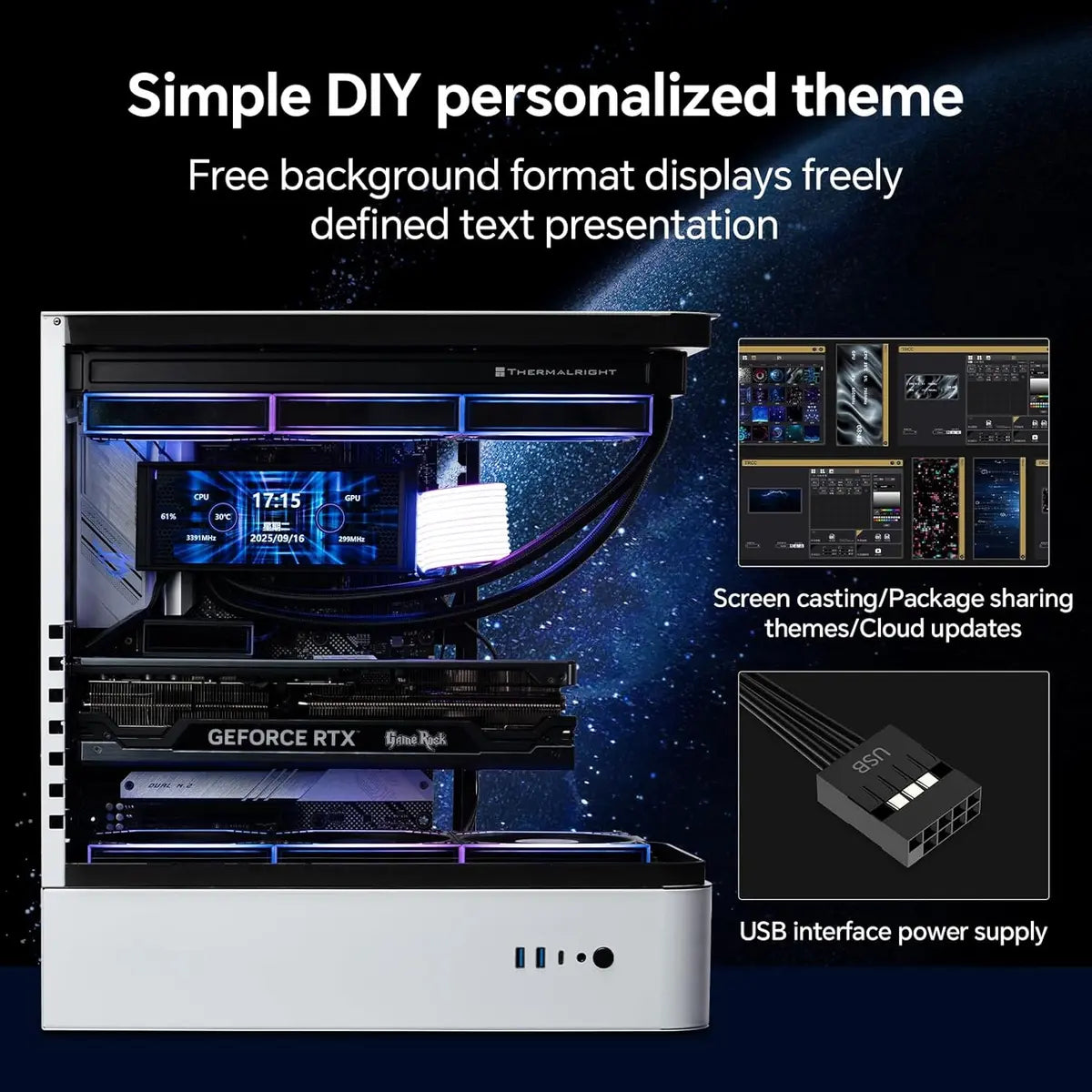 Thermalright Trofeo Vision LCD AIO Display 6.86” PC Monitor - Black