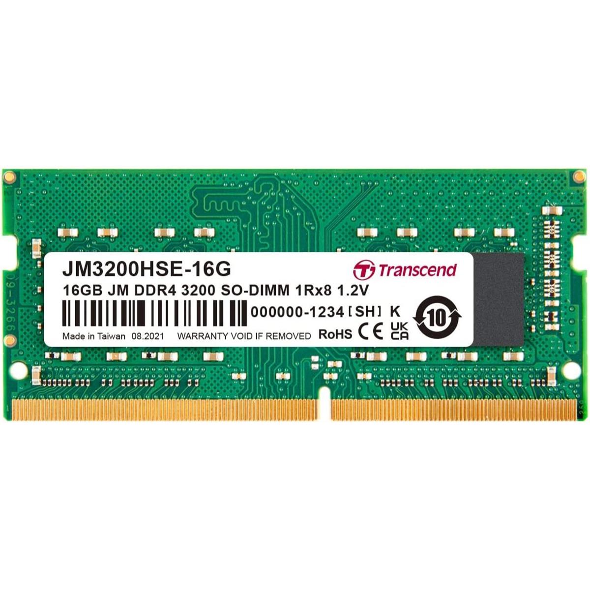 Transcend JetRam 16GB (1x16GB) 3200MHz C22 DDR4 SO-DIMM Laptop Memory