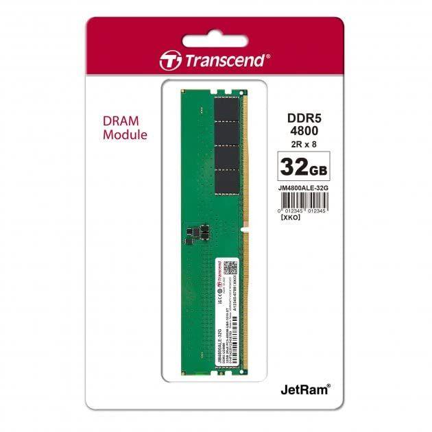 Transcend JetRam 32GB (1x32GB) 4800MHz C40 DDR5 U-DIMM Desktop Memory