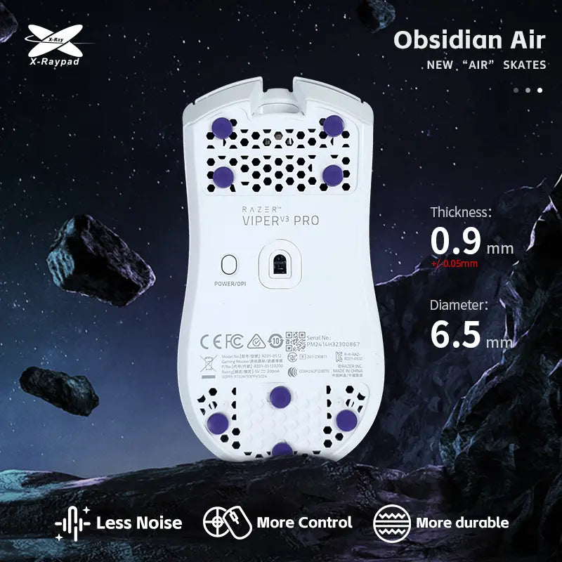 X-Raypad Obsidian Air DIY Mouse Skates Universal D6.5mm Dots – Quiet & Control