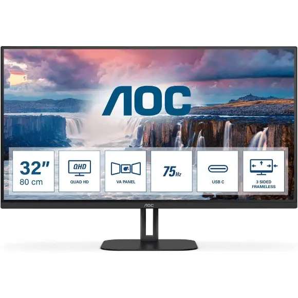 AOC Q32V5CE  75Hz 2K 1440p QHD VA 32" Sleek Home Office Monitor