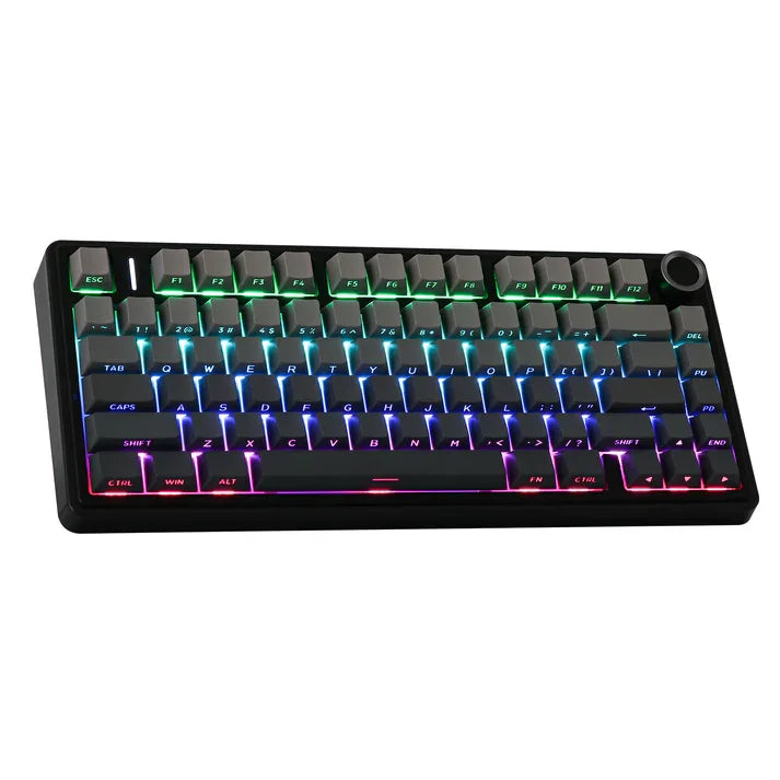 AULA F75 Tri-Mode Mechanical Gaming Keyboard - Black Panel + Black/Dark Gray - Milk White Switch