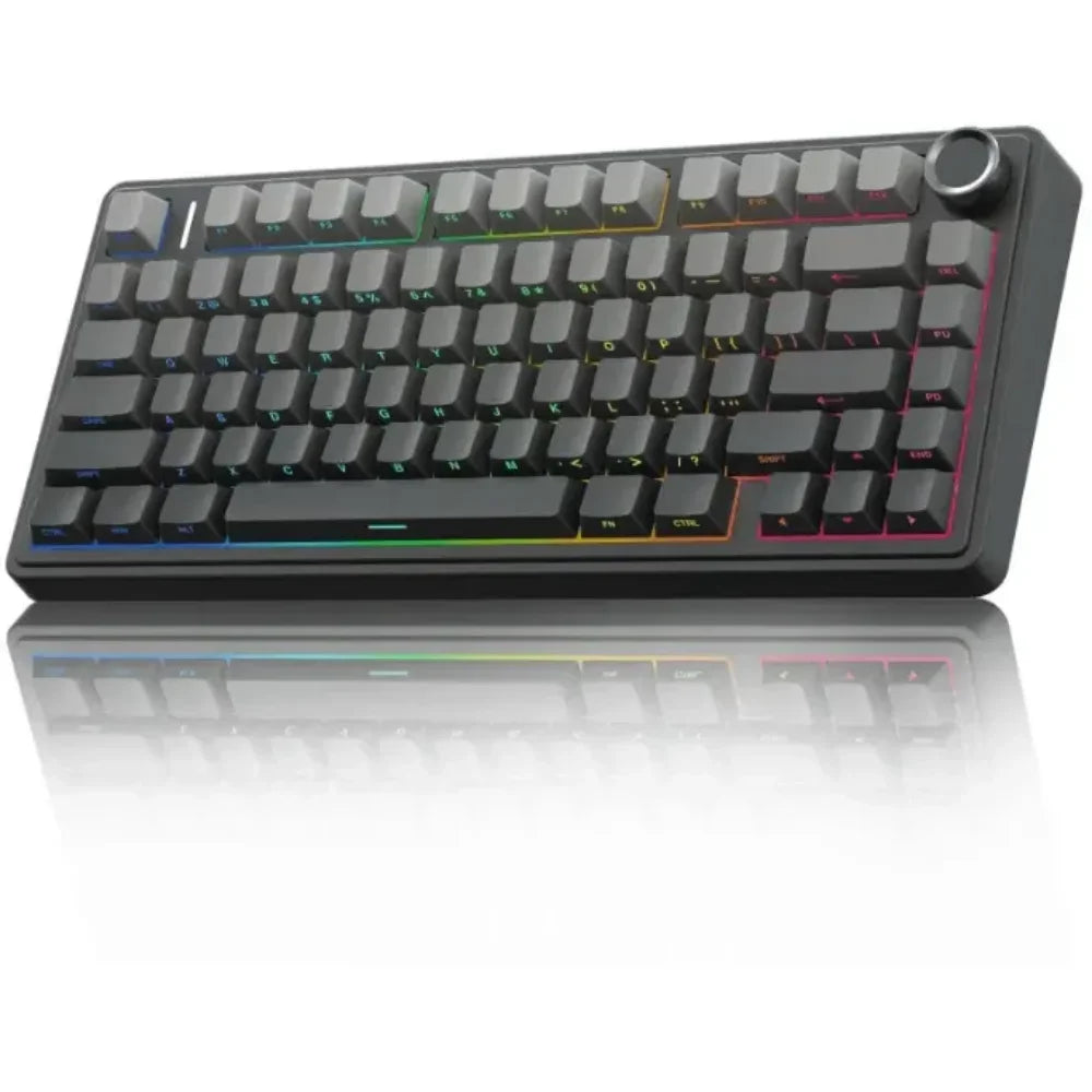 AULA F75 Tri-Mode Mechanical Gaming Keyboard - Black Panel + Black/Dark Gray - Milk White Switch